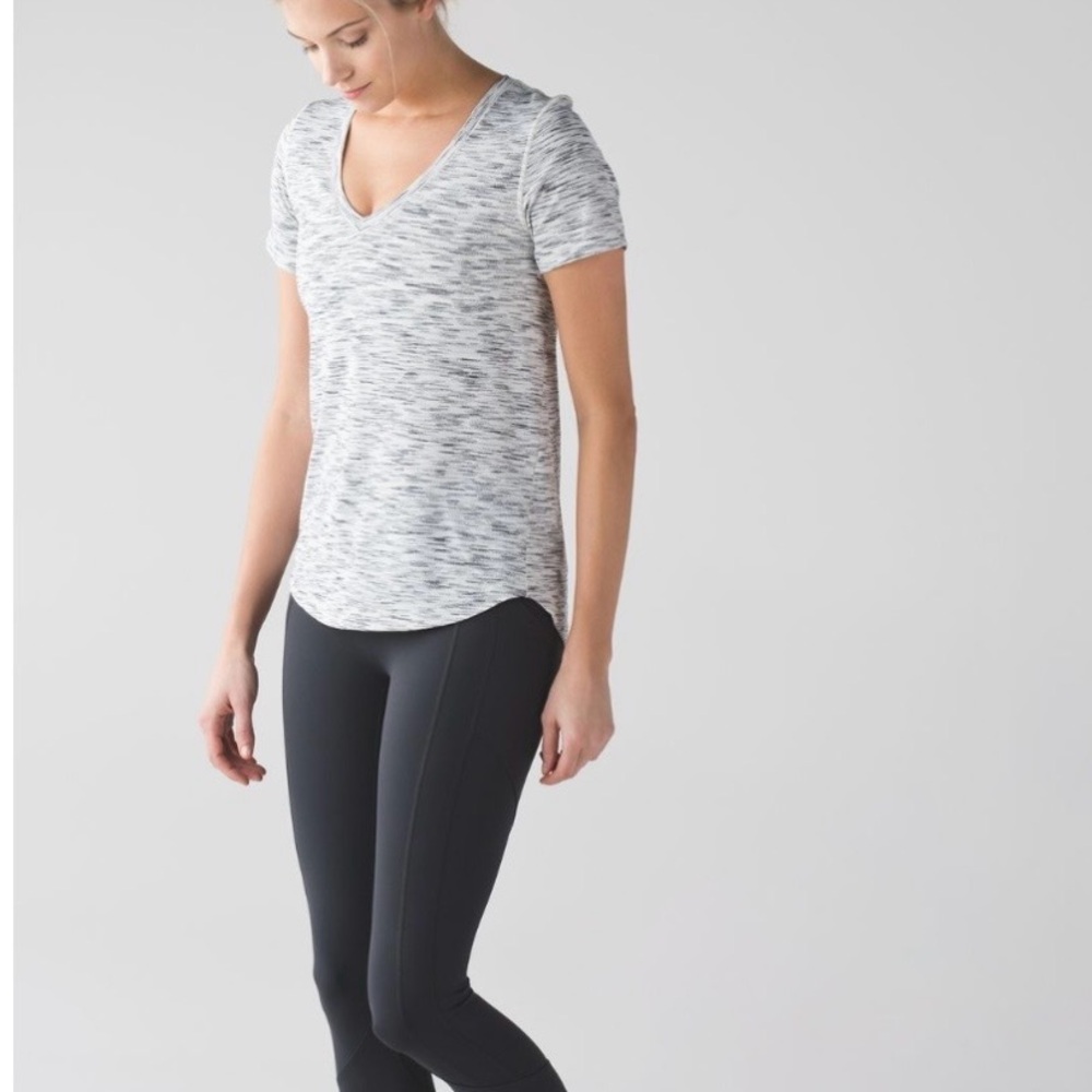 Lululemon What The Sport Tee - Tiger Space Dye Black White - 12